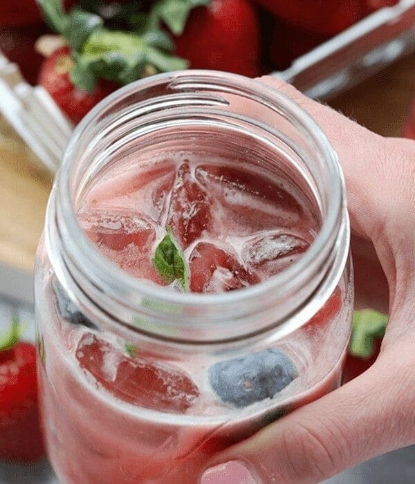Strawberry basil kombucha mocktail