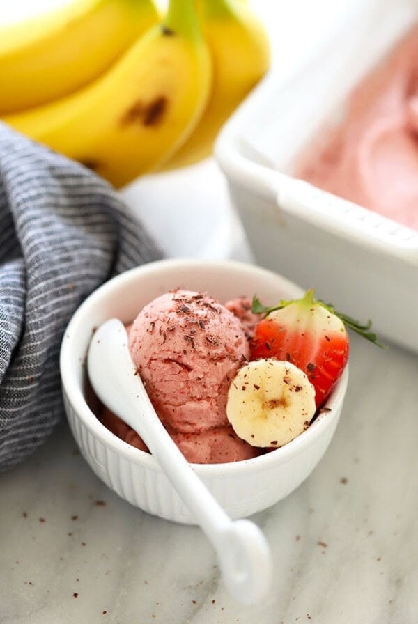 Protein strawberry banana nice cream recipe