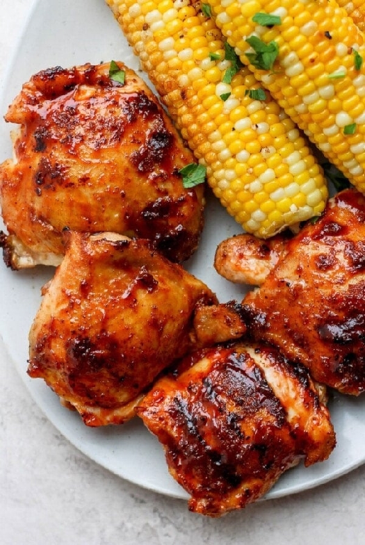 Grilled bbq chicken thighs