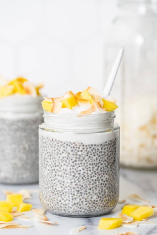 Protein coconut cream pie chia pudding cups