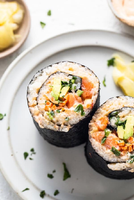 Simple salmon sushi burrito
