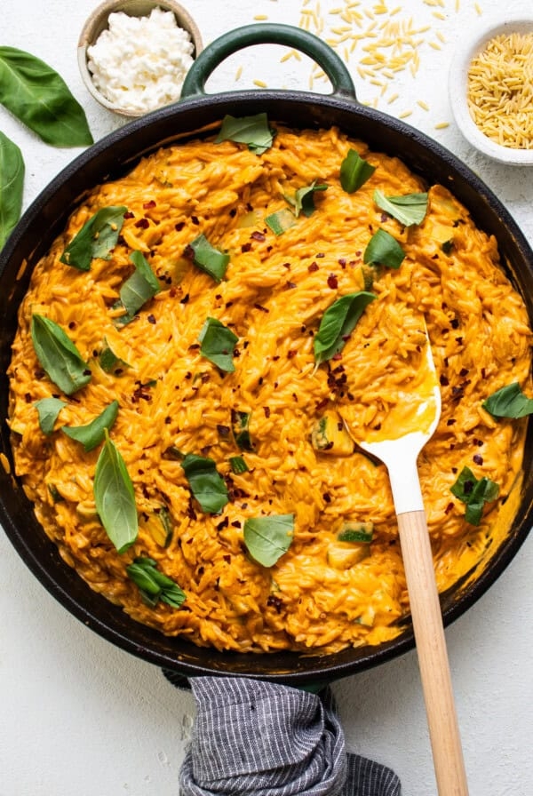 Creamy tomato orzo pasta