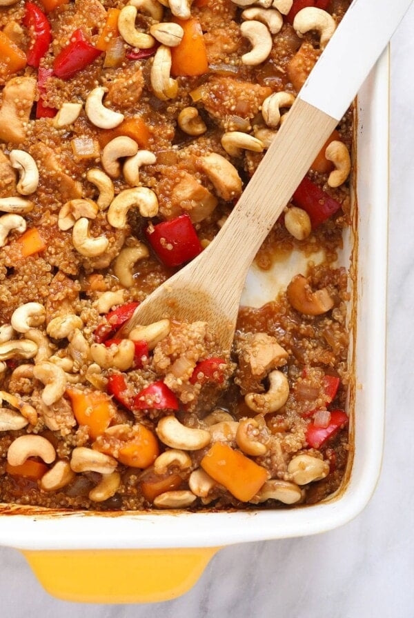 Healthy cashew chicken casserole