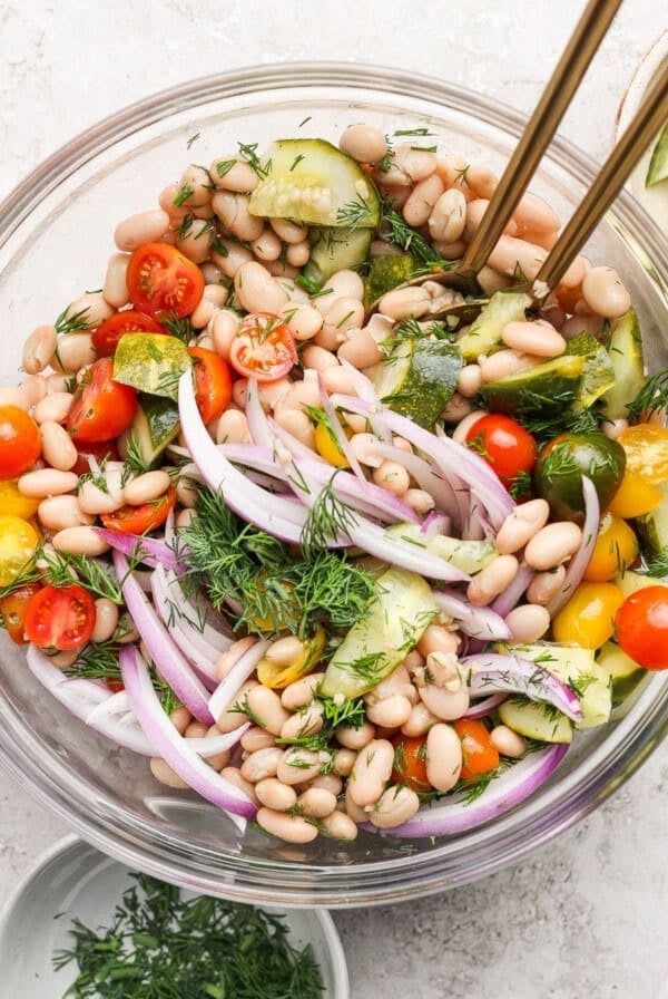 Dill pickle white bean salad