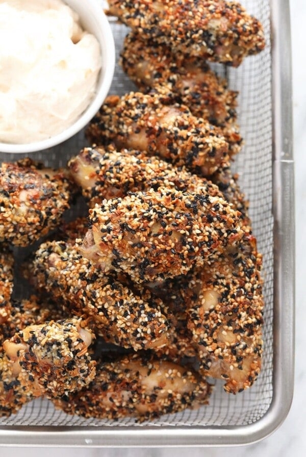 Everything bagel crispy baked chicken wings