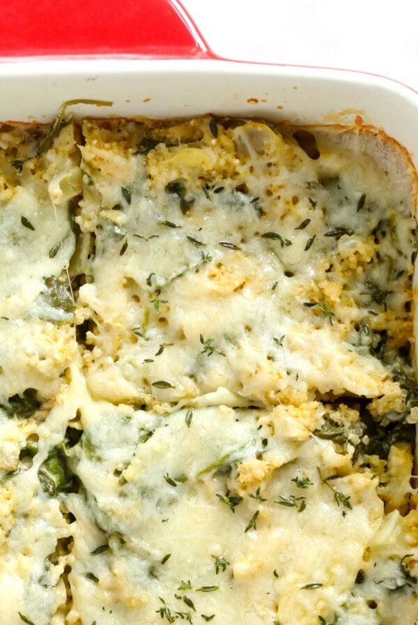 Spinach artichoke quinoa casserole