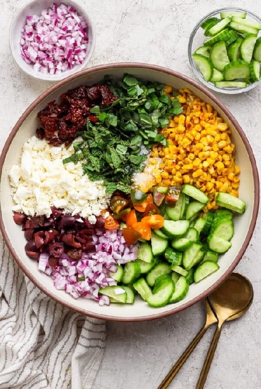 Simple mediterranean corn salad