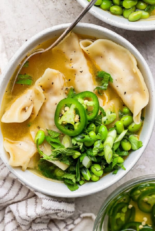 Lemony wonton soup