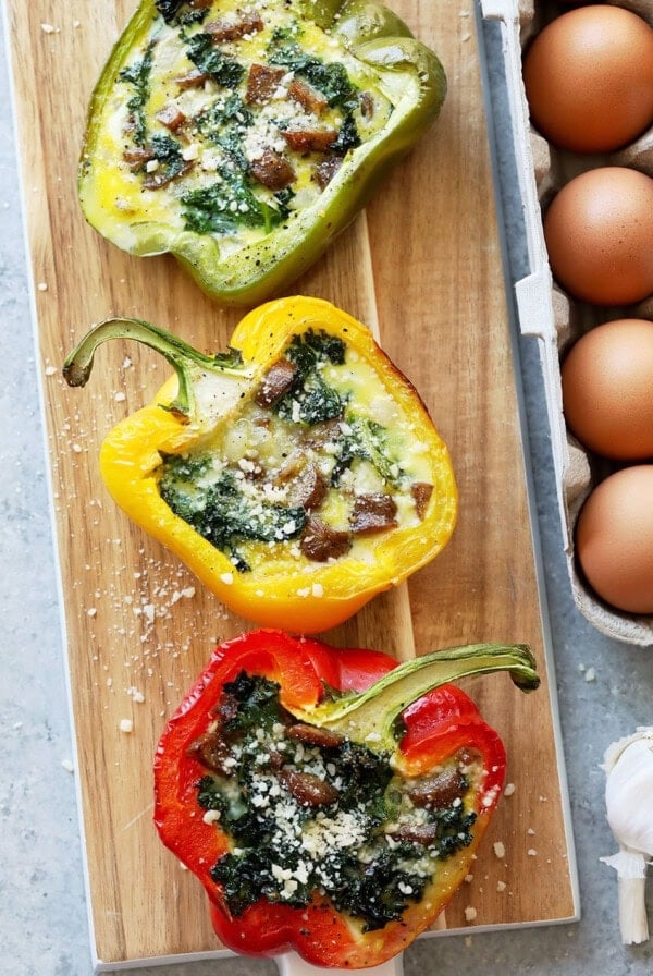 Cheesy breakfast sausage stuffed peppers