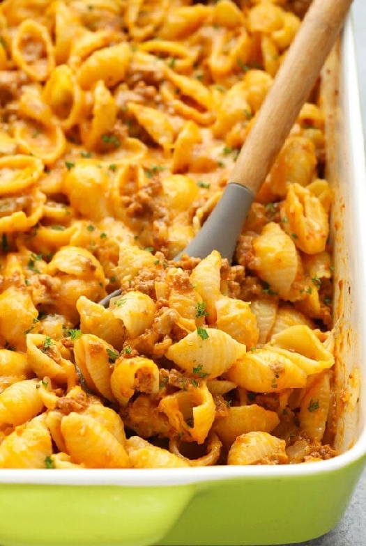 Hamburger casserole with sweet potato cheese sauce