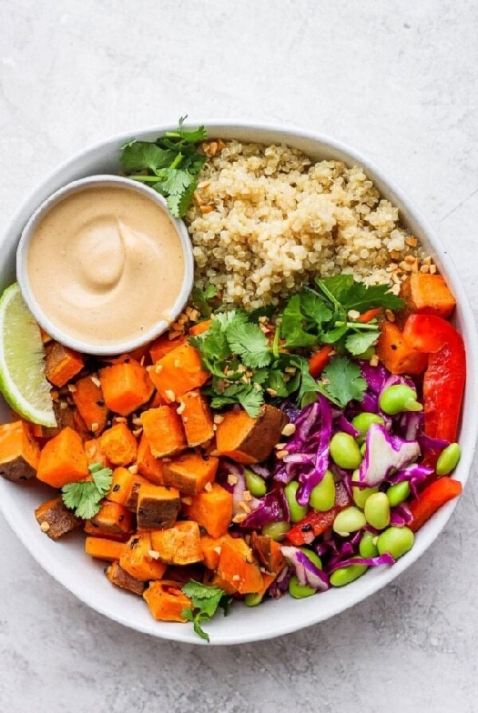 Healthy thai coconut quinoa bowls