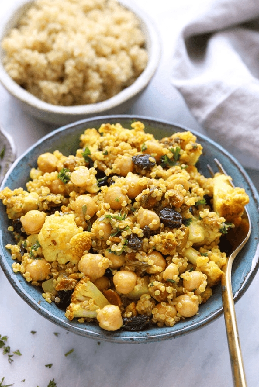Golden roasted cauliflower and quinoa salad