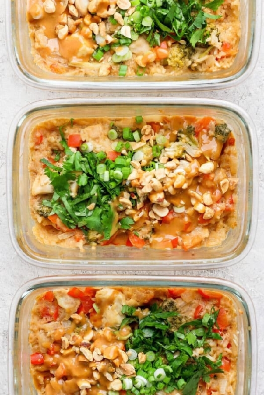 Meal prep baked peanut chicken