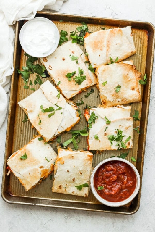Sheet pan quesadillas