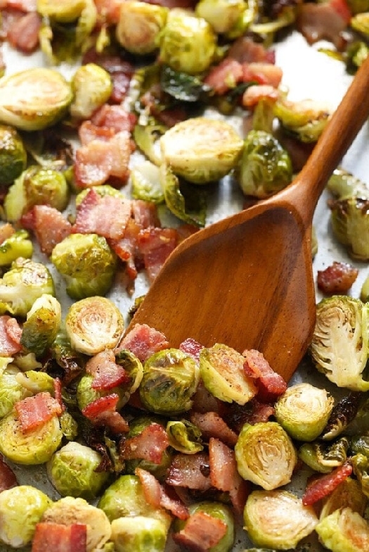 Roasted brussels sprouts with bacon