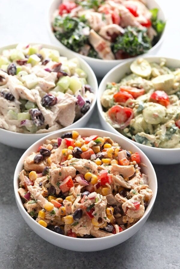 Healthy chicken salad (4 ways)