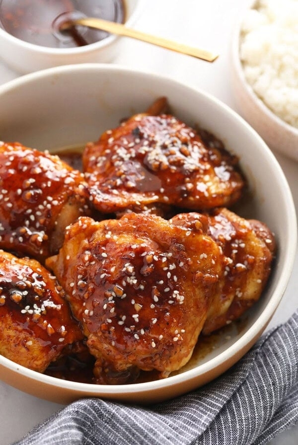 Instant pot chicken thighs with sticky honey garlic sauce
