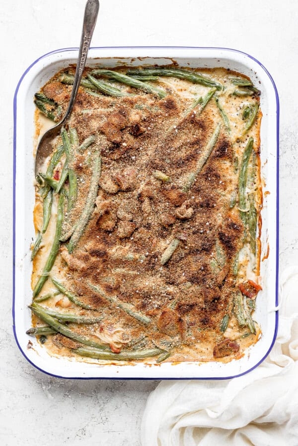 Green bean casserole with bacon
