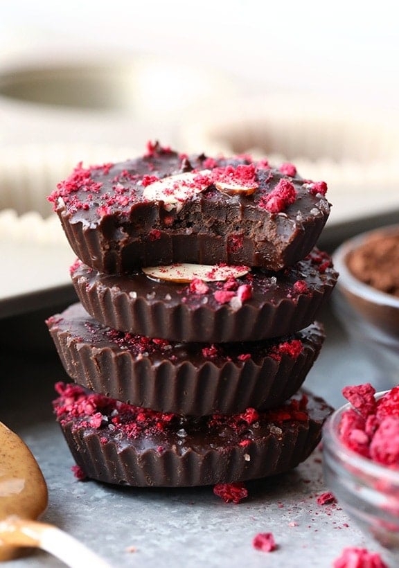 Raspberry chocolate almond butter cups