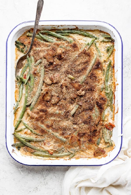 Green bean casserole with bacon