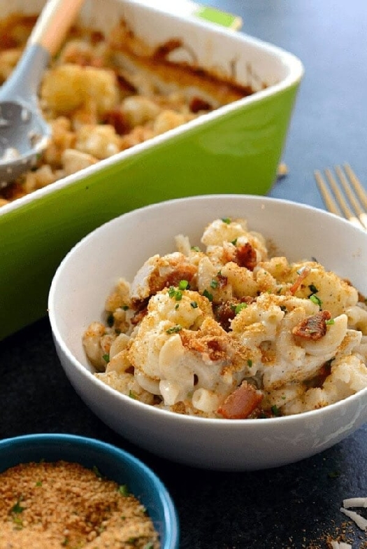 Cauliflower chicken mac and cheese