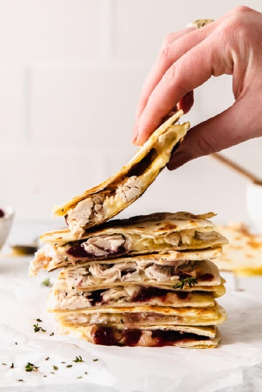 Leftover thanksgiving turkey quesadilla