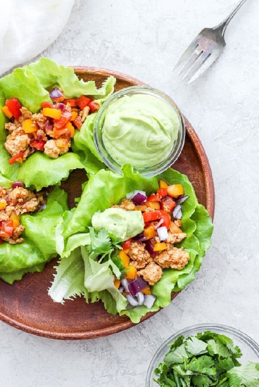 Fajita ground turkey lettuce wraps