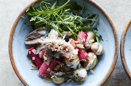 Mackerel and rhubarb potato salad