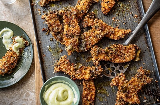 King oyster mushroom goujons with wasabi mayo