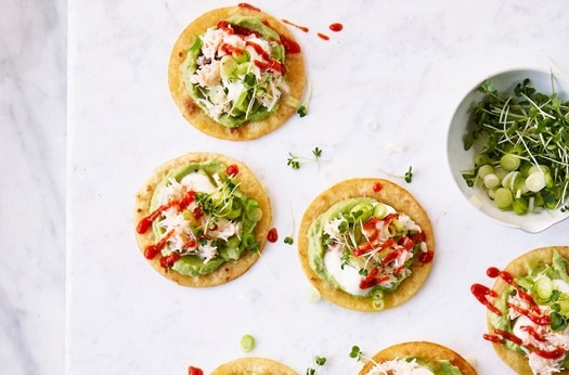 Avocado and crab tostadas