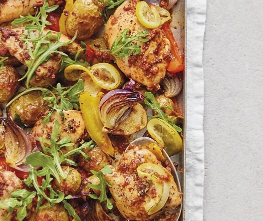 Tapenade chicken traybake