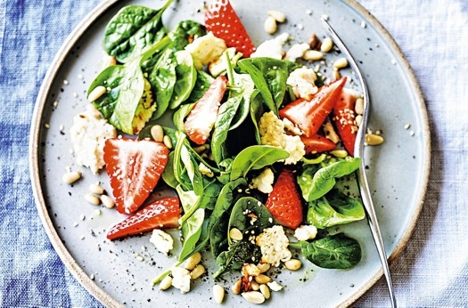 Toasted feta, strawberry & basil salad