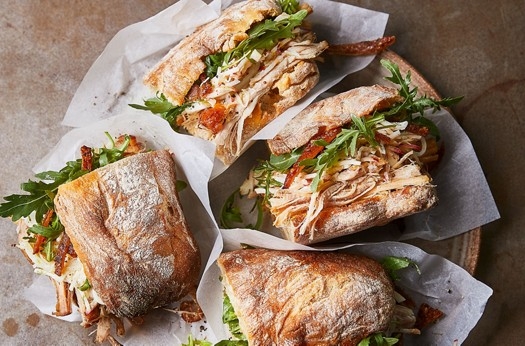 Pork belly ciabatta with apple & fennel slaw
