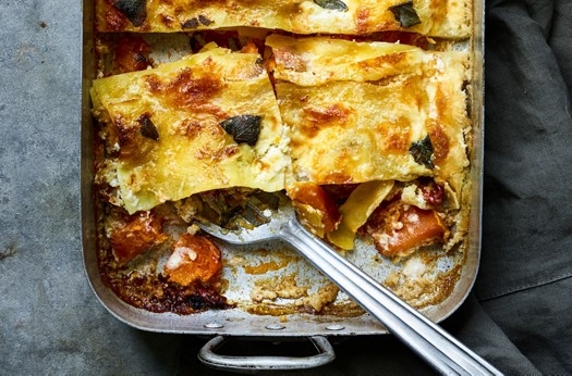 Three-cheese squash & sage lasagne