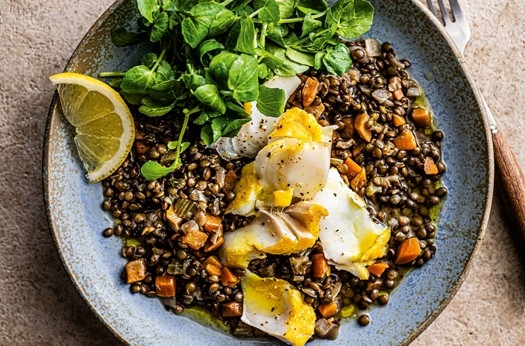 Puy lentils with smoked haddock & watercress