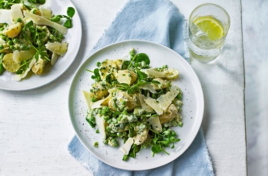 Pea, potato and pecorino salad