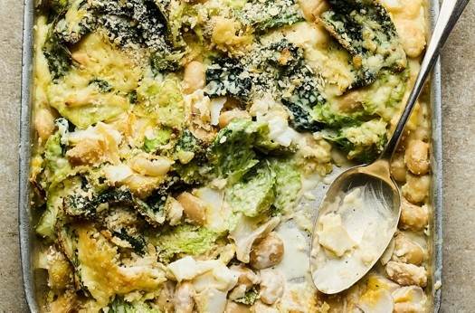 Cabbage, smoked haddock & butter bean gratin
