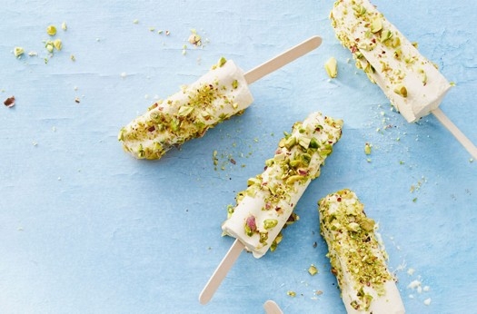Mango and pistachio kulfi lollies