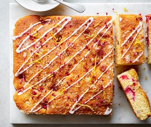 Raspberry and limoncello drizzle cake