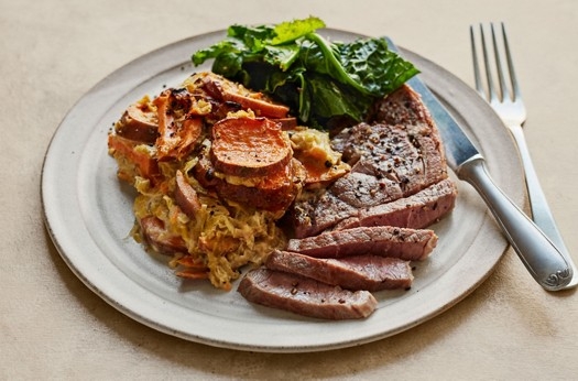Lamb with sweet potato & mustard dauphinoise