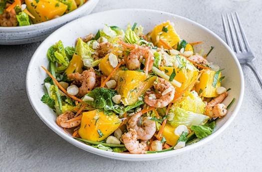 Mango, prawn and macadamia salad