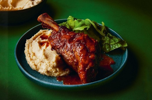 Harissa lamb shanks with celeriac mash