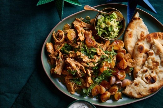 Turkey shawarma with quick-pickled sprouts