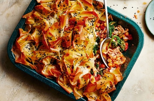 Baharat chicken & chickpea filo pie