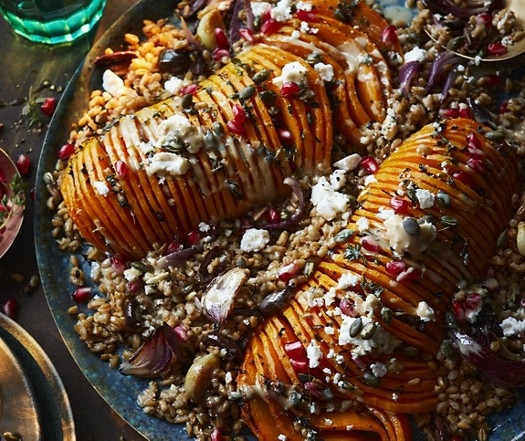 Herby hasselback squash