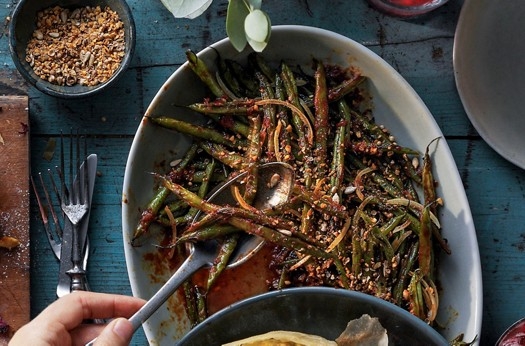 Charred green bean salad