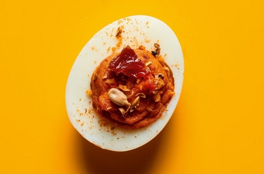 Sun-dried tomato & harissa eggs