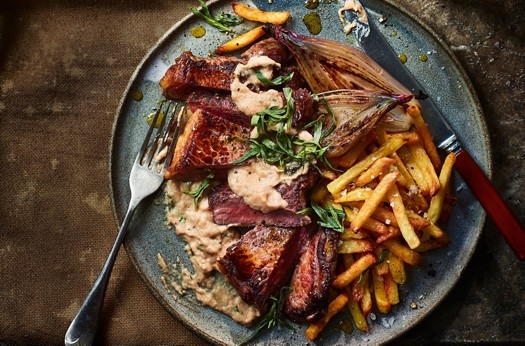 Steak with shallots