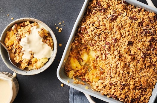 Double ginger, apple & pecan crumble