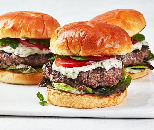 Spiced lamb burger with zhoug mayo